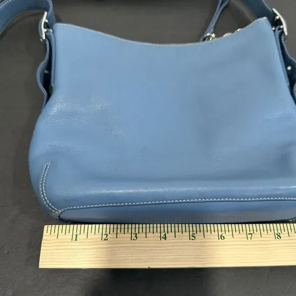 Coach 9326 Vtg Legacy Slim Duffle Slate Blue Leather Purse Bag Shoulder Strap - Picture 10 of 11